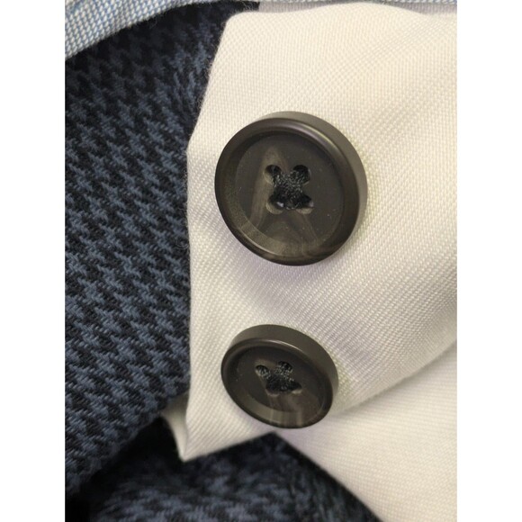 Lands End Tailored Fit Chino Pants Mens 35x33 Flat Front Blue Houndstooth Print - Picture 12 of 12